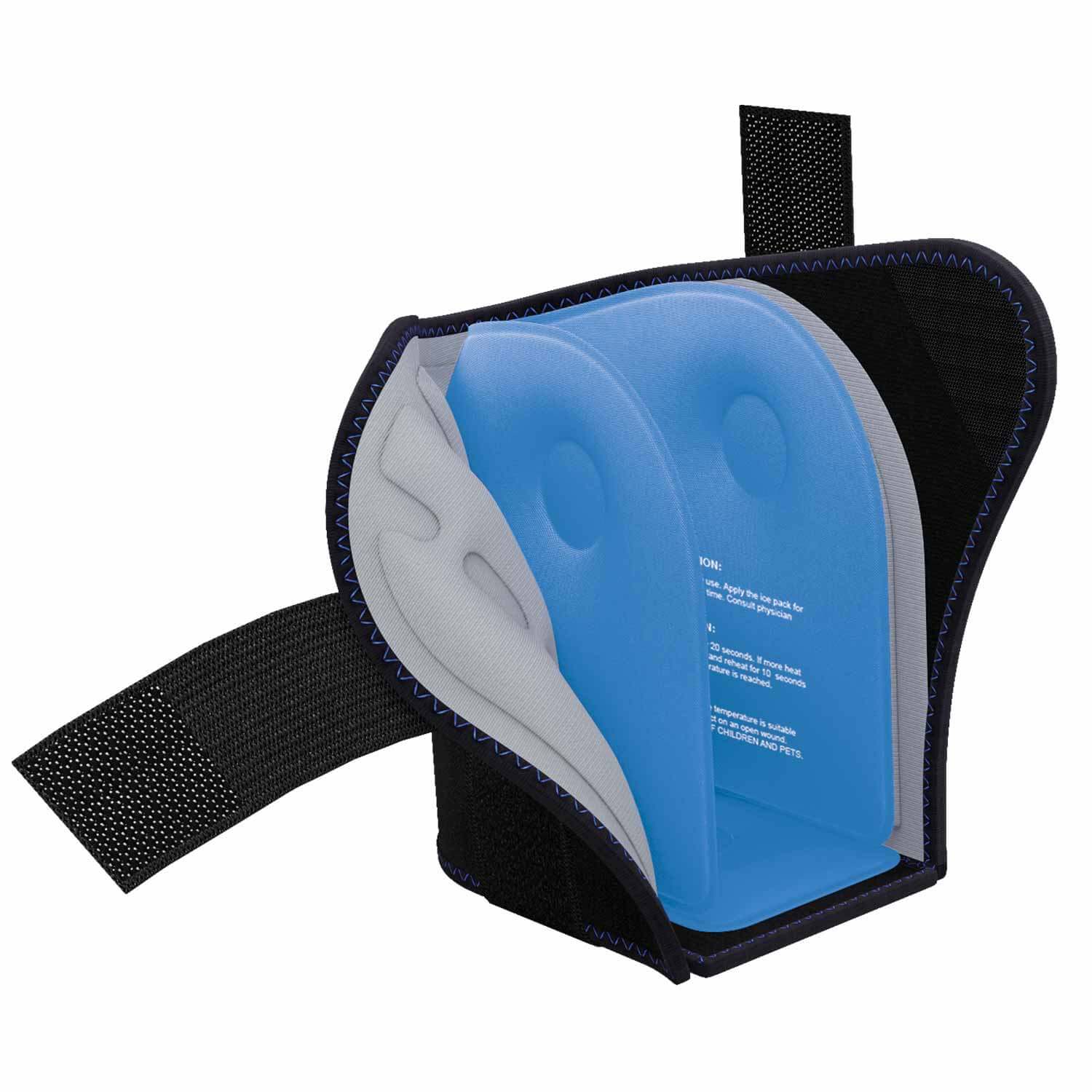 Saniflex ChillWrap Fußbandage showing cooling gel insert and adjustable strap for foot support.