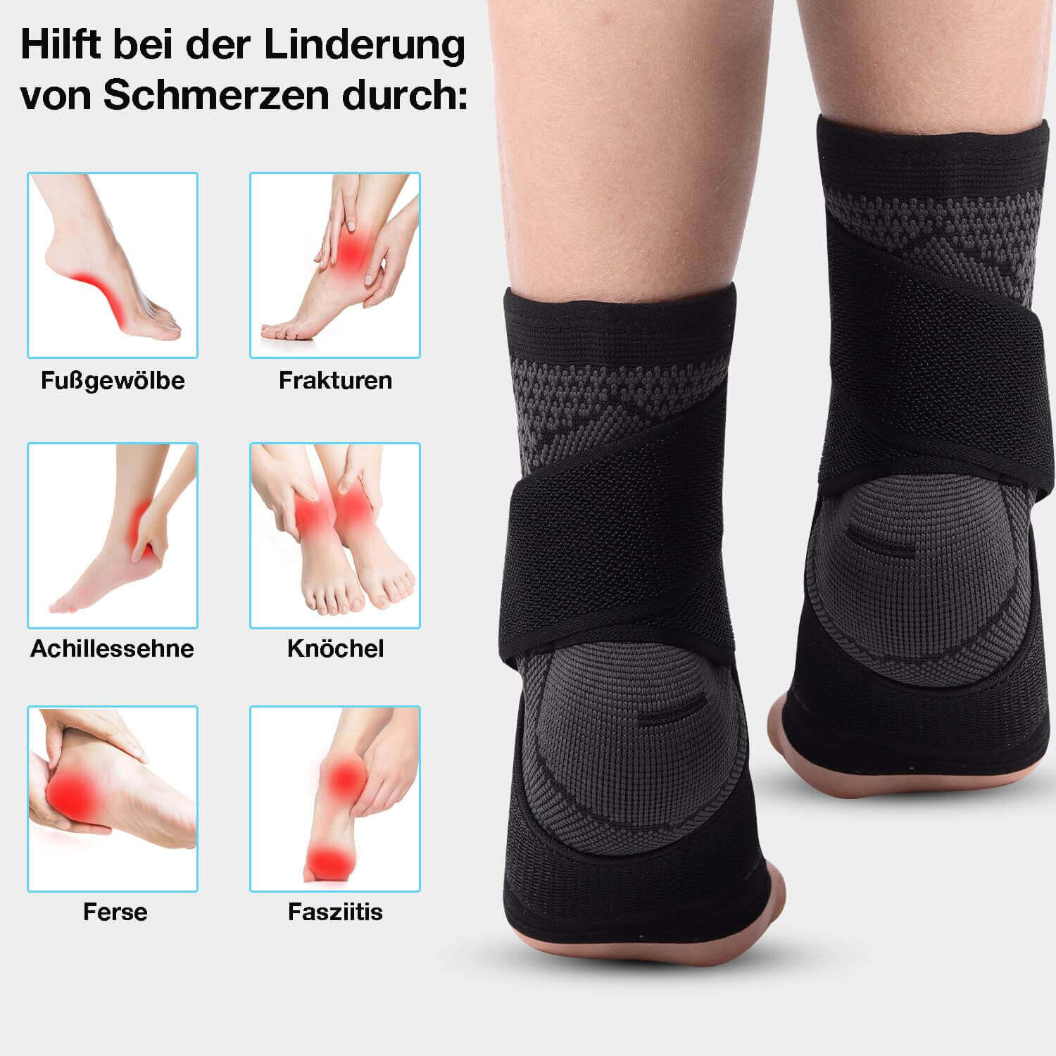 SaniFlex Fußbandage zur Linderung von Fußschmerzen bei Achillessehne, Ferse, Frakturen und mehr.